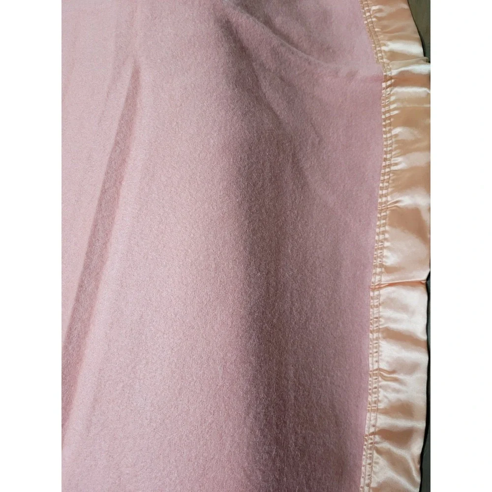 Vintage Chatham Blanket With Satin Edge Rose Pink Full Twin 72x84